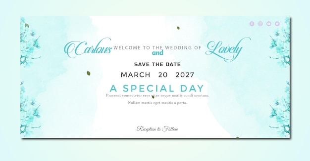 PSD modèle d'invitation et de menu de mariage floral psd