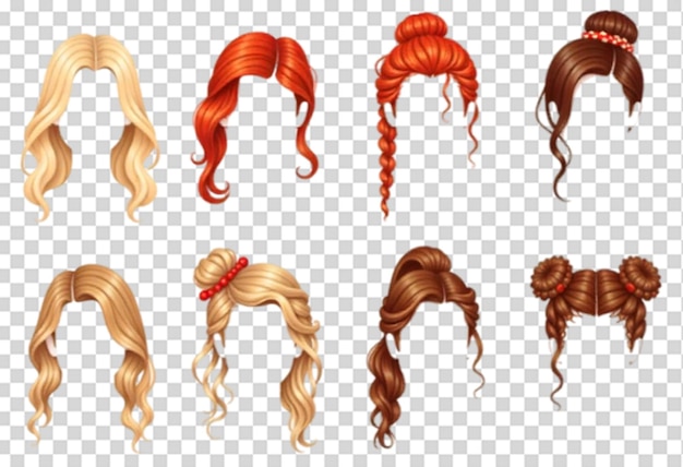 PSD modèle de jeu de collection de cheveux psd