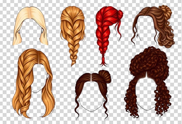 PSD modèle de jeu de collection de cheveux psd