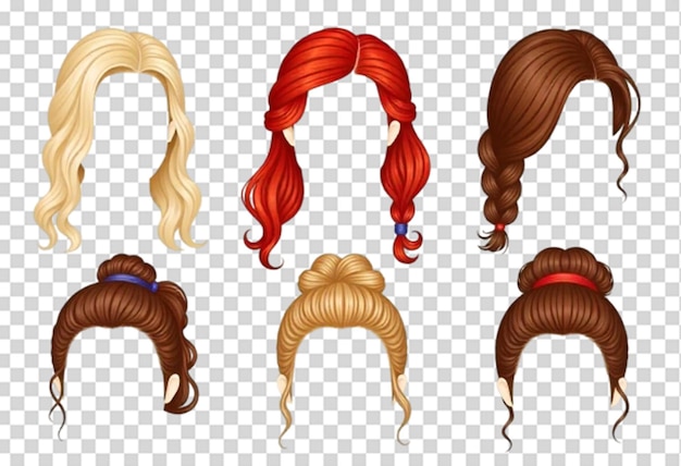 PSD modèle de jeu de collection de cheveux psd