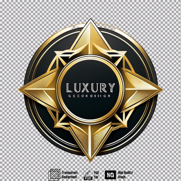 PSD un modèle de logo de luxe avec des accents dorés et noirs pour une marque de mode isolée sur un fond transparent