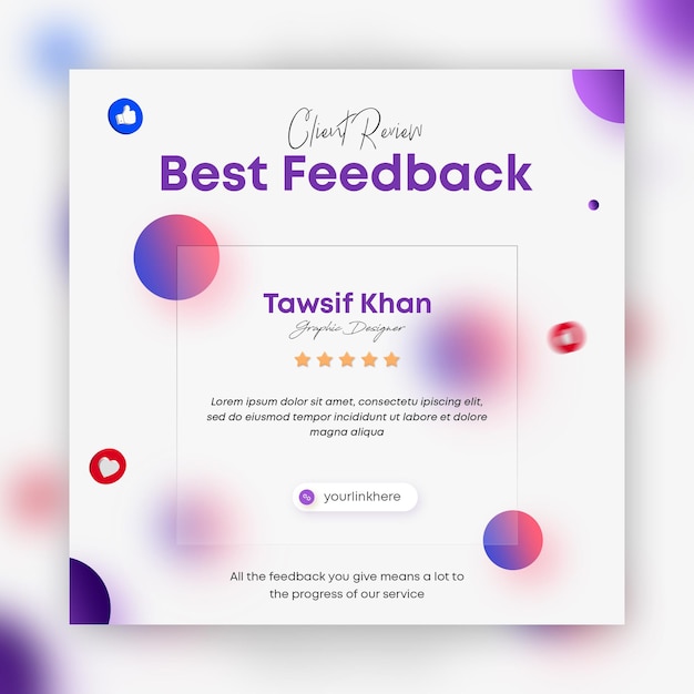 PSD modèle de médias sociaux d'avis positif des clients