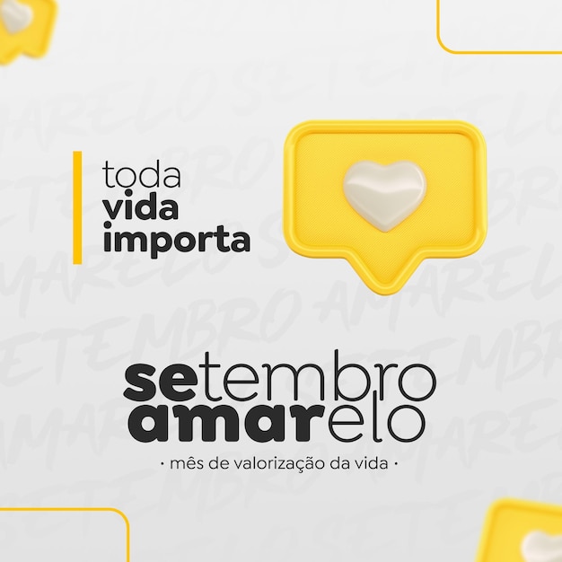 Modèle de médias sociaux Setembro Amarelo en portugais pour la célébration brésilienne