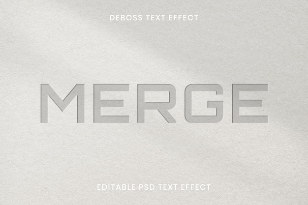 PSD modèle modifiable d'effet de texte en creux psd sur fond de texture de papier