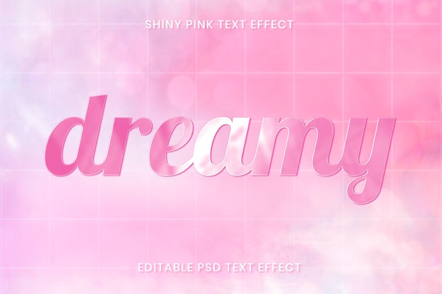 PSD modèle modifiable d'effet de texte rose brillant psd