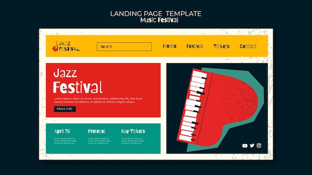 Modèle de page de destination du festival de musique