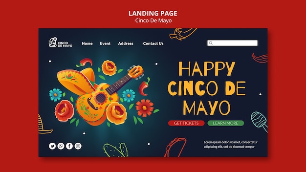 Modèle de page de destination heureux cinco de mayo