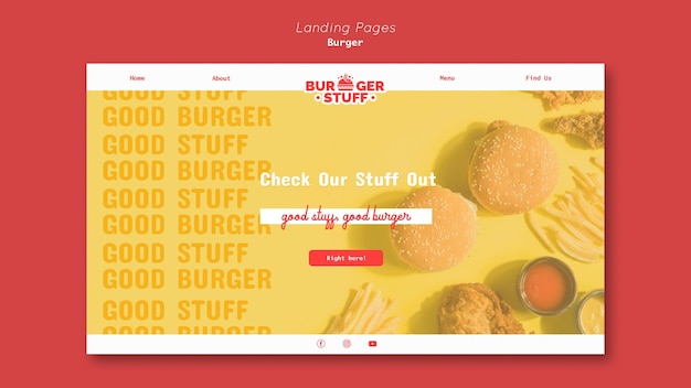 PSD modèle de page de destination pour un hamburger