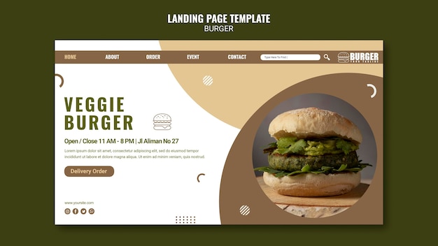 PSD modèle de page de destination pour le restaurant de hamburgers