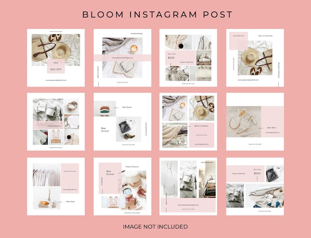 PSD le modèle de post instagram de la collection de paquets de fleurs de mode psd