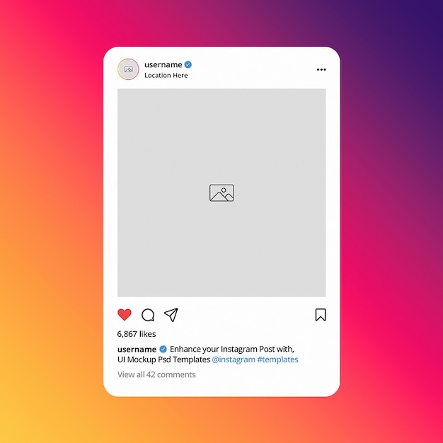 Le modèle de poste Instagram des médias sociaux PSD