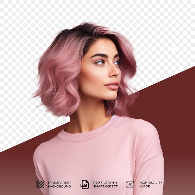 Modèle PSD femme coiffure courte isolée sur un fond transparent