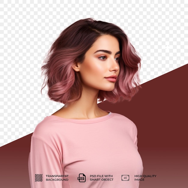 Modèle PSD femme coiffure courte isolée sur un fond transparent