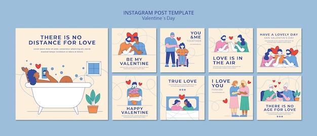 Modèle de publications instagram de célébration de la saint-valentin