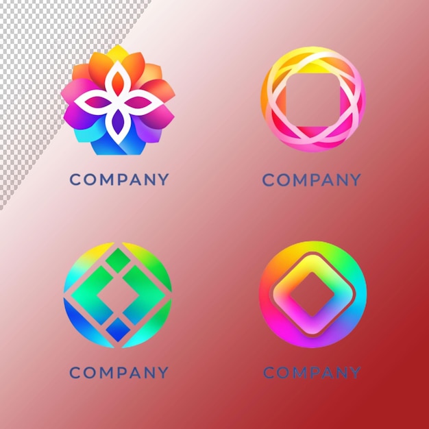 PSD modèles de logo en gradient sur fond transparent