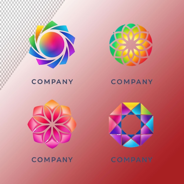 PSD modèles de logo en gradient sur fond transparent