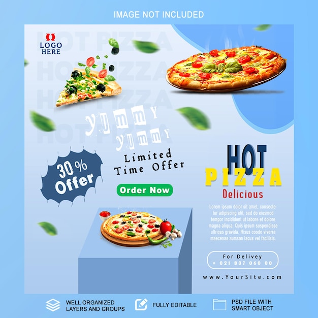 PSD des modèles de promotion de pizza délicieux pour vos médias sociaux