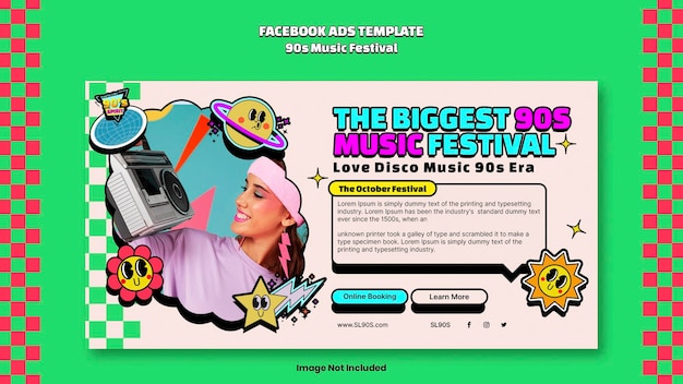 PSD modello di annunci di facebook festival musicale retrò 2023