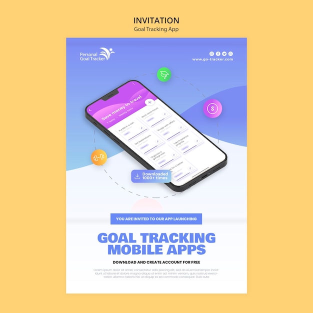 Modello di invito all'app per il monitoraggio degli obiettivi
