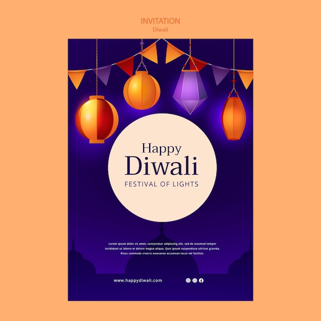 Modello di invito alla celebrazione del Diwali