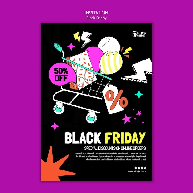 PSD modello di invito alla vendita del black friday