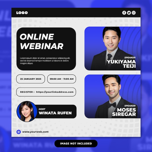 PSD modello di post di instagram per webinar