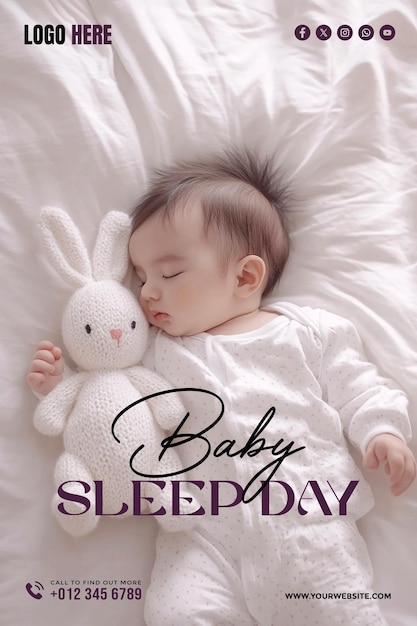 PSD modello di poster per i social media del baby sleep day