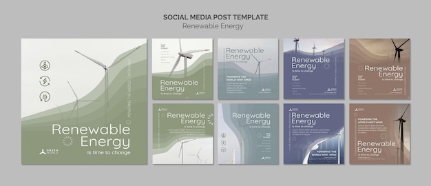 PSD modello di progettazione del pacchetto di social media per l'energia rinnovabile