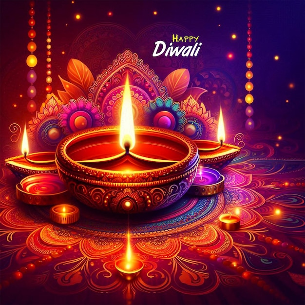 PSD modello di sfondo creativo per la celebrazione di happy diwali