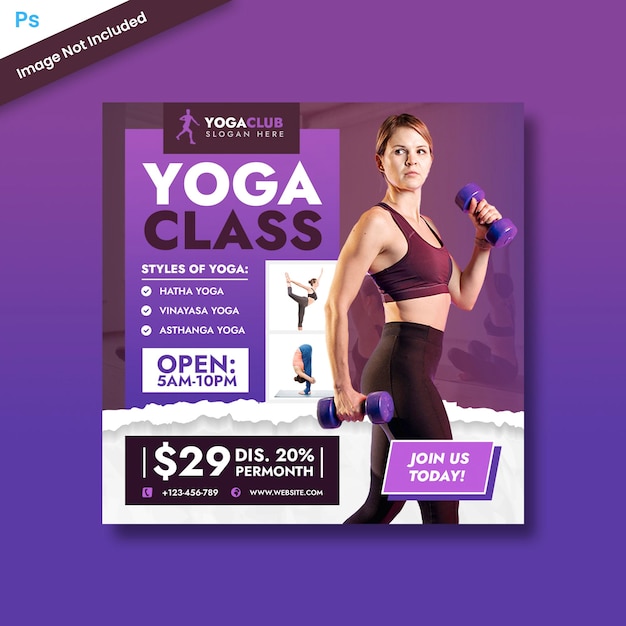 modello di social media banner yoga