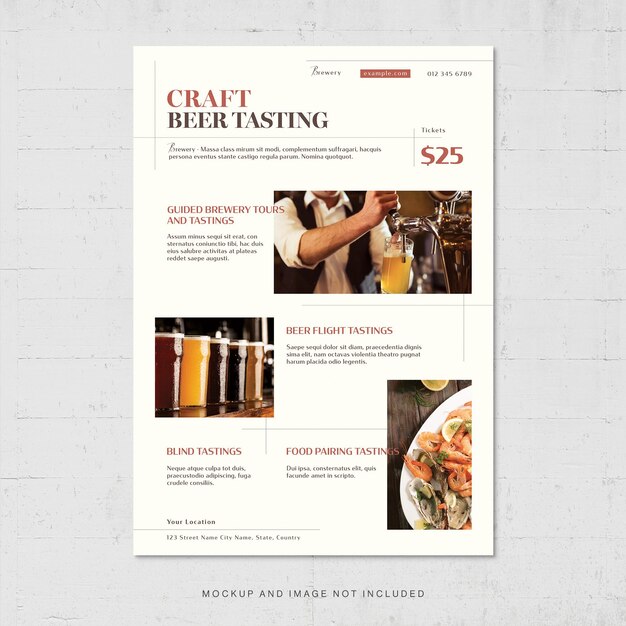 PSD modello di volantino per la degustazione della birra in photoshop psd