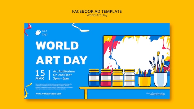 PSD modello facebook per la celebrazione della giornata mondiale dell'arte