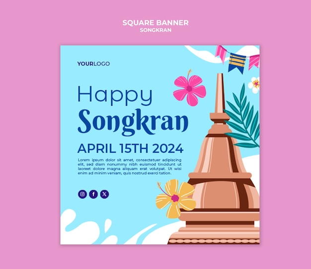 Modelo de bandeira de celebração de Songkran