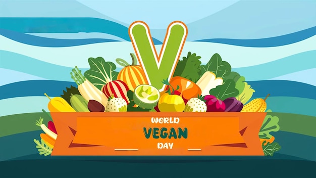 PSD modelo de bandeira de dia vegano