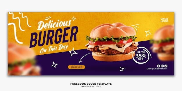 PSD modelo de banner de capa do facebook hambúrguer de menu especial de fast food