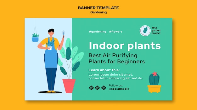 Modelo de banner de plantas de interior