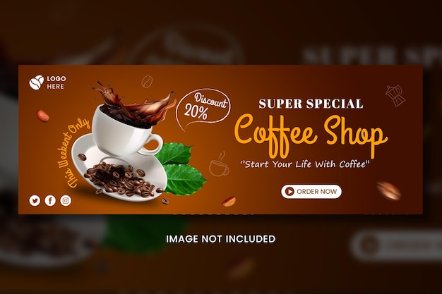 PSD modelo de capa de facebook de menu de café