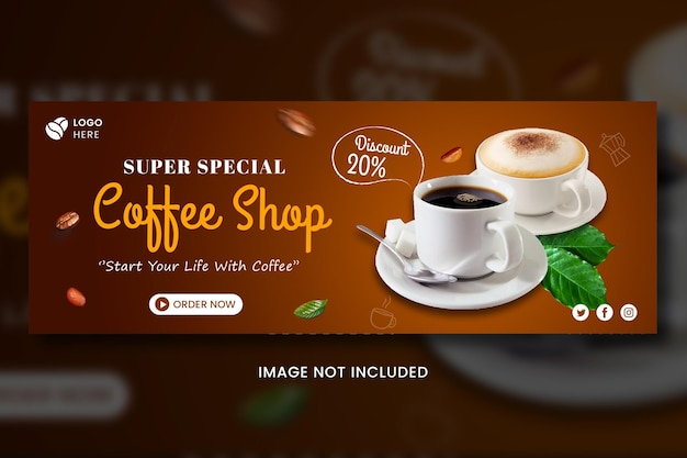 PSD modelo de capa de facebook de menu de café