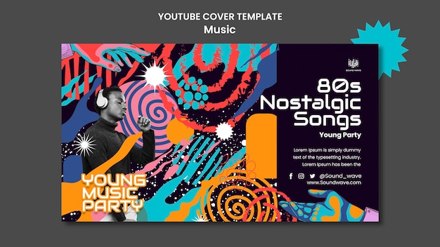 Modelo de capa do youtube festival de música abstrata