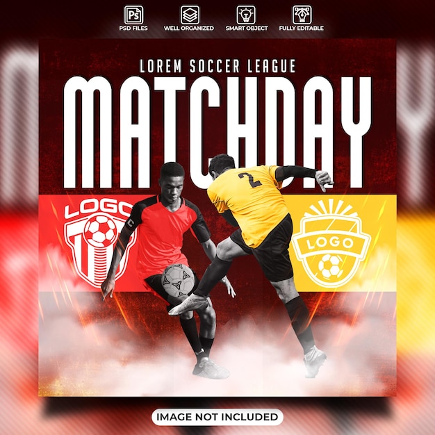 Modelo de cartaz de mídia social de futebol Matchday