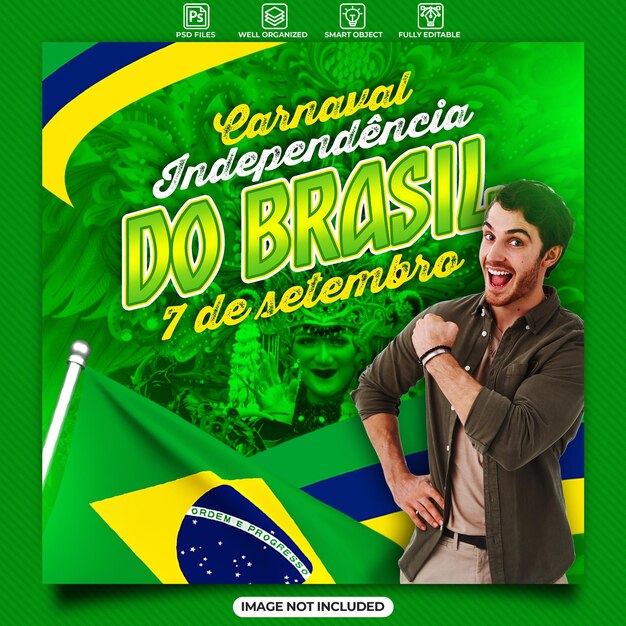 PSD modelo de cartaz de mídia social do dia da independência brasil