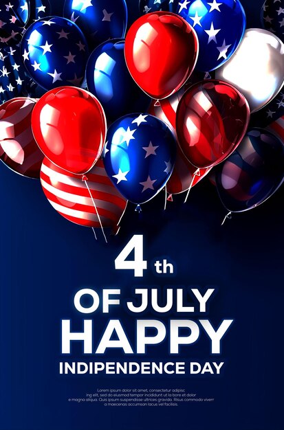 PSD modelo de cartaz do dia dos independentes americanos 4 de julho