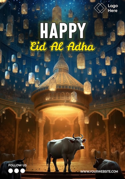 Modelo de Cartaz Feliz Eid Al Adha editável