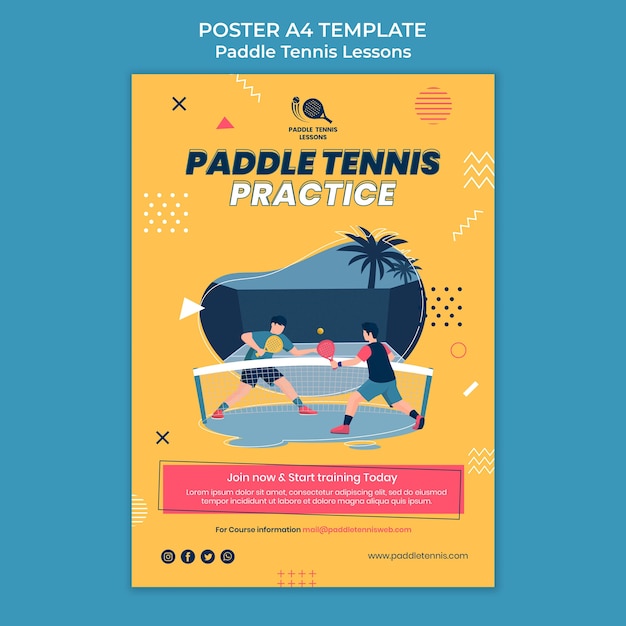 Modelo de cartaz/folheto de aulas de padel