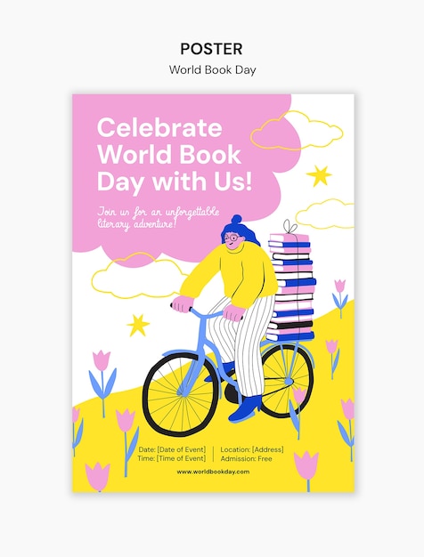 Modelo de cartaz para a celebração do Dia Mundial do Livro