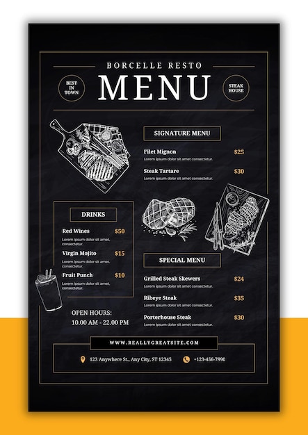 Modelo de design de folheto de menu de alimentos