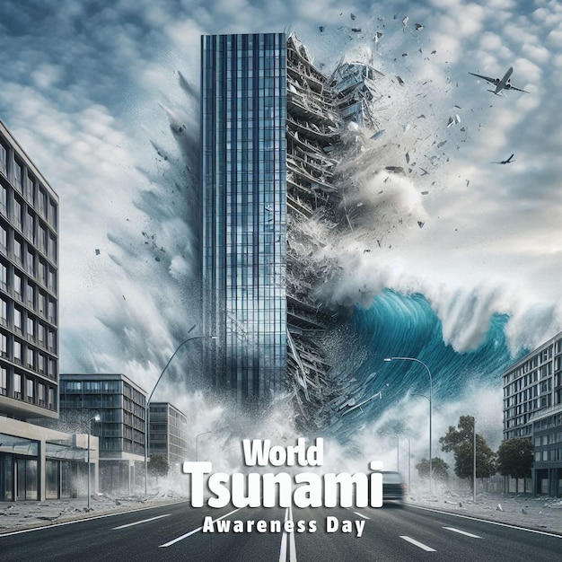 PSD modelo de design de fundo criativo para o dia mundial de conscientização sobre tsunamis