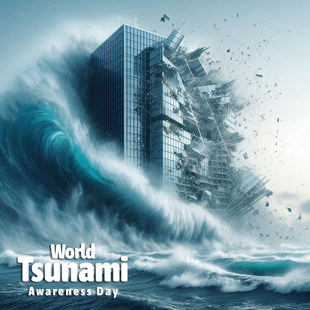 PSD modelo de design de postagem mínima para o dia mundial de conscientização sobre o tsunami