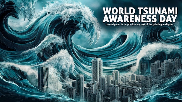 PSD modelo de design do banner do dia mundial de conscientização sobre o tsunami