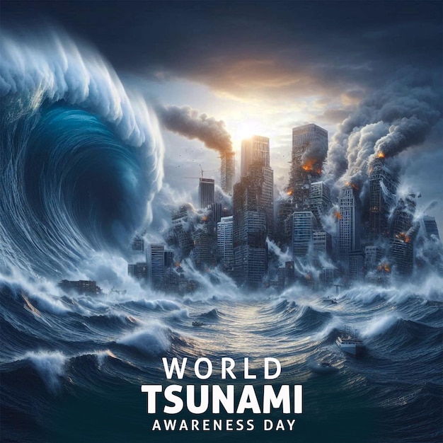 PSD modelo de design do banner do dia mundial de conscientização sobre o tsunami